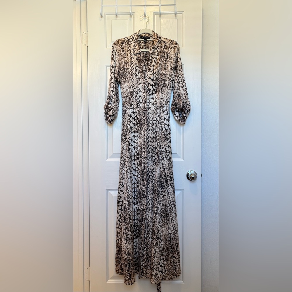 INC International Concepts Brown and White Long Sleeve Snakeskin Gown - Picture 7 of 8